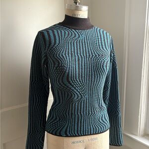 Paloma Wool Ogane knit top in ink blue optical print